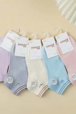 Pack of 05 ladies ankle socks 100 % cotton material